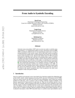 From Audio to Symbolic Encoding