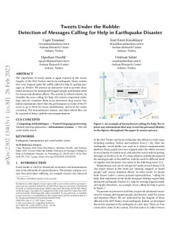 Tweets Under the Rubble: Detection of Messages Calling for Help in
  Earthquake Disaster