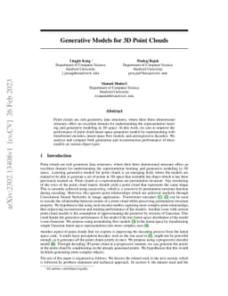 Generative Models for 3D Point Clouds