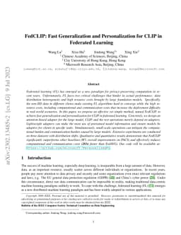 FedCLIP: Fast Generalization and Personalization for CLIP in Federated
  Learning