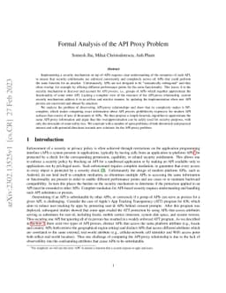 Formal Analysis of the API Proxy Problem