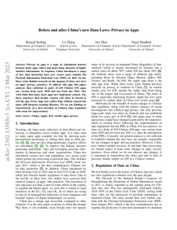 Before and after China's new Data Laws: Privacy in Apps