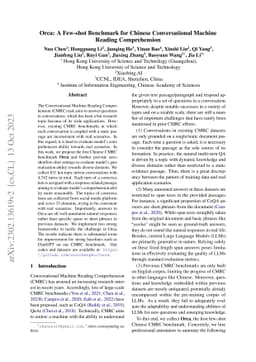 Orca: A Few-shot Benchmark for Chinese Conversational Machine Reading
  Comprehension