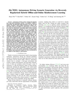 (Re)$^2$H2O: Autonomous Driving Scenario Generation via Reversely
  Regularized Hybrid Offline-and-Online Reinforcement Learning