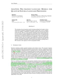 Adapting Pre-trained Language Models for Quantum Natural Language
  Processing
