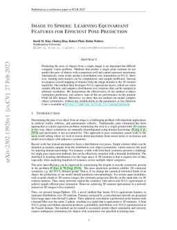 Image to Sphere: Learning Equivariant Features for Efficient Pose
  Prediction