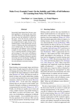 Make Every Example Count: On the Stability and Utility of Self-Influence
  for Learning from Noisy NLP Datasets