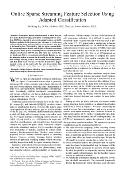Online Sparse Streaming Feature Selection Using Adapted Classification
