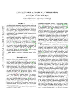 Explanations for Automatic Speech Recognition
