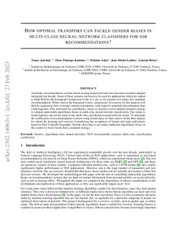 How optimal transport can tackle gender biases in multi-class
  neural-network classifiers for job recommendations?