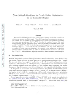 Near-Optimal Algorithms for Private Online Optimization in the
  Realizable Regime
