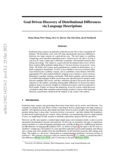 Goal Driven Discovery of Distributional Differences via Language
  Descriptions