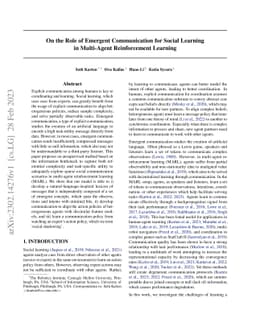 On the Role of Emergent Communication for Social Learning in Multi-Agent
  Reinforcement Learning
