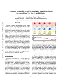 Learning to Retain while Acquiring: Combating Distribution-Shift in
  Adversarial Data-Free Knowledge Distillation