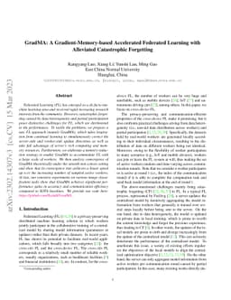 GradMA: A Gradient-Memory-based Accelerated Federated Learning with
  Alleviated Catastrophic Forgetting