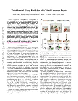 Task-Oriented Grasp Prediction with Visual-Language Inputs