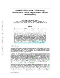 Your time series is worth a binary image: machine vision assisted deep
  framework for time series forecasting