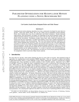 Paramater Optimization for Manipulator Motion Planning using a Novel
  Benchmark Set