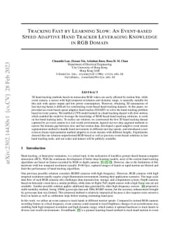 Tracking Fast by Learning Slow: An Event-based Speed Adaptive Hand
  Tracker Leveraging Knowledge in RGB Domain
