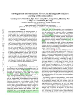 Self-Supervised Interest Transfer Network via Prototypical Contrastive
  Learning for Recommendation