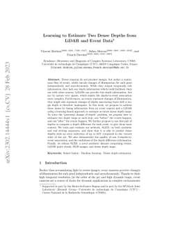 Learning to Estimate Two Dense Depths from LiDAR and Event Data