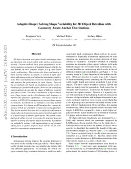 AdaptiveShape: Solving Shape Variability for 3D Object Detection with
  Geometry Aware Anchor Distributions