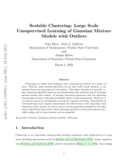 Scalable Clustering: Large Scale Unsupervised Learning of Gaussian
  Mixture Models with Outliers