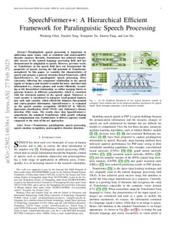 SpeechFormer++: A Hierarchical Efficient Framework for Paralinguistic
  Speech Processing