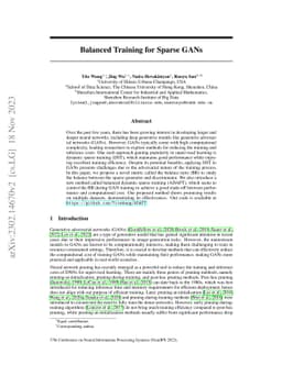 Balanced Training for Sparse GANs