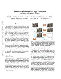 Backdoor Attacks Against Deep Image Compression via Adaptive Frequency
  Trigger