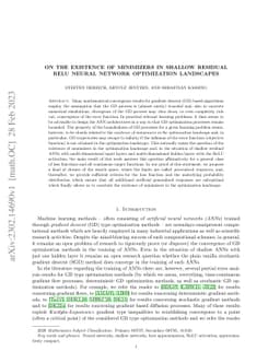 On the existence of minimizers in shallow residual ReLU neural network
  optimization landscapes