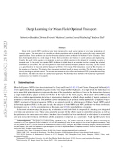 Deep Learning for Mean Field Optimal Transport