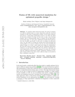 Fusion of ML with numerical simulation for optimized propeller design