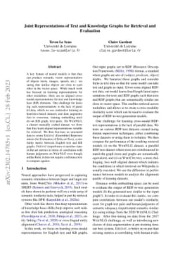 Joint Representations of Text and Knowledge Graphs for Retrieval and
  Evaluation