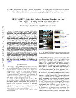 DFR-FastMOT: Detection Failure Resistant Tracker for Fast Multi-Object
  Tracking Based on Sensor Fusion