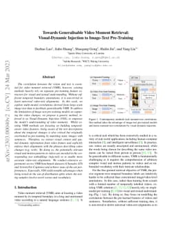 Towards Generalisable Video Moment Retrieval: Visual-Dynamic Injection
  to Image-Text Pre-Training