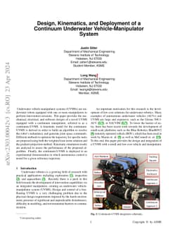 Design, Kinematics, and Deployment of a Continuum Underwater
  Vehicle-Manipulator System