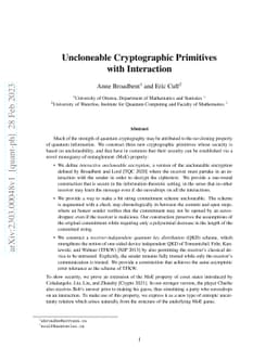 Uncloneable Cryptographic Primitives with Interaction
