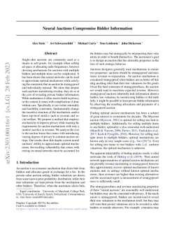Neural Auctions Compromise Bidder Information