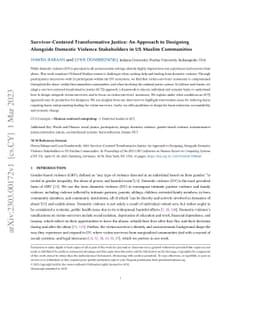 Survivor-Centered Transformative Justice: An Approach to Designing
  Alongside Domestic Violence Stakeholders in US Muslim Communities