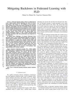 Mitigating Backdoors in Federated Learning with FLD