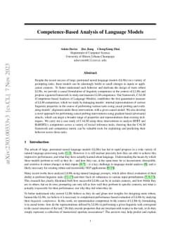Competence-Based Analysis of Language Models