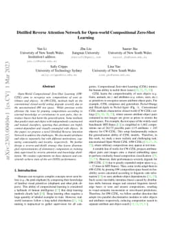 Distilled Reverse Attention Network for Open-world Compositional
  Zero-Shot Learning