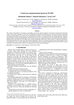 Uzbek text summarization based on TF-IDF