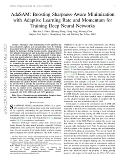 AdaSAM: Boosting Sharpness-Aware Minimization with Adaptive Learning
  Rate and Momentum for Training Deep Neural Networks