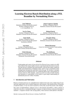 Learning Electron Bunch Distribution along a FEL Beamline by Normalising
  Flows