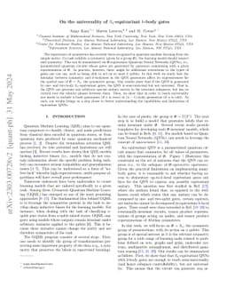 On the universality of $S_n$-equivariant $k$-body gates