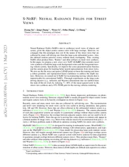 S-NeRF: Neural Radiance Fields for Street Views