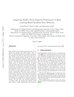 Improving Model's Focus Improves Performance of Deep Learning-Based
  Synthetic Face Detectors