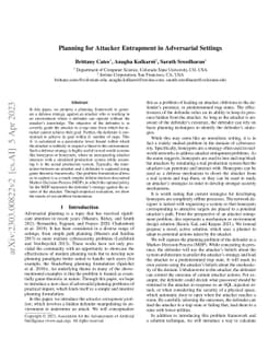 Planning for Attacker Entrapment in Adversarial Settings